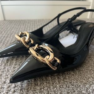 Zara Slingback Kitten Heel with Chain (NWT) - 7.5
